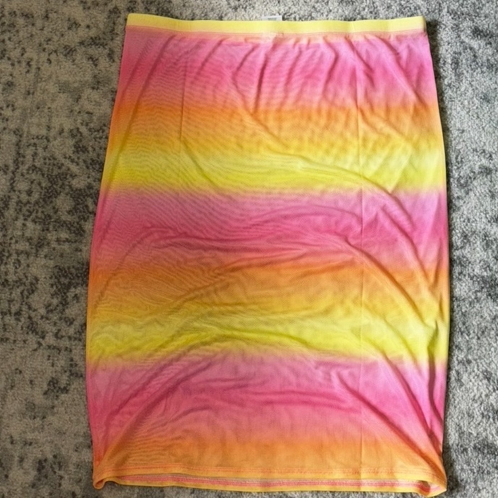Wild Fable Ombre Mesh Swim Cover Up Skirt Pink, Orange, and Yellow Size: XS